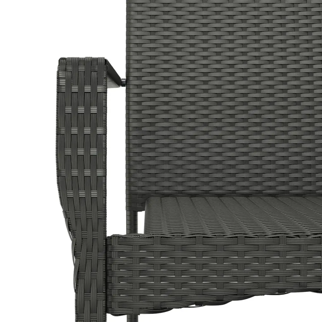5 Piece Outdoor Dining Set Black Poly Rattan Garden Patio Furniture with