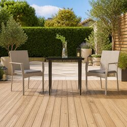 Garden Dining Set 3 Piece Outdoor Patio Furniture Grey Poly Rattan Chairs Table