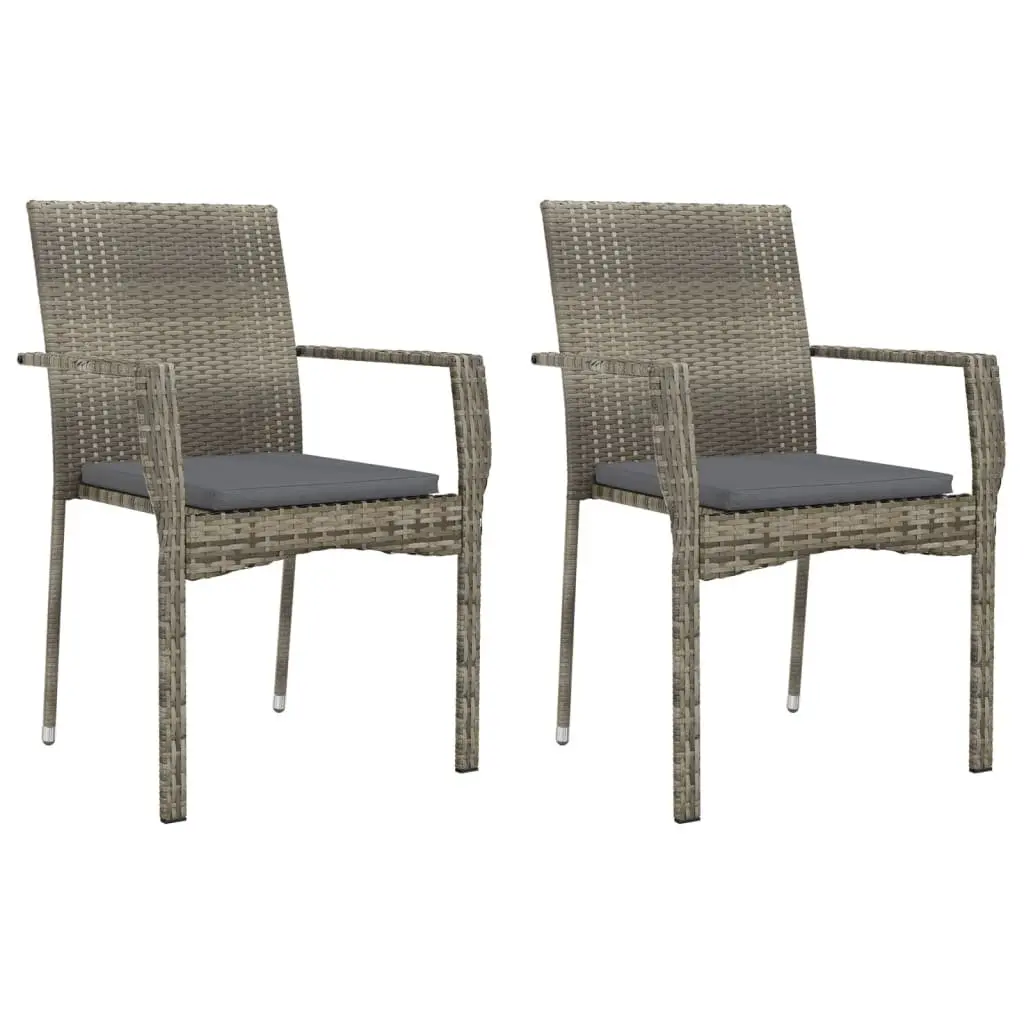 Garden Dining Set 3 Piece Outdoor Patio Furniture Grey PE Rattan Chairs Table
