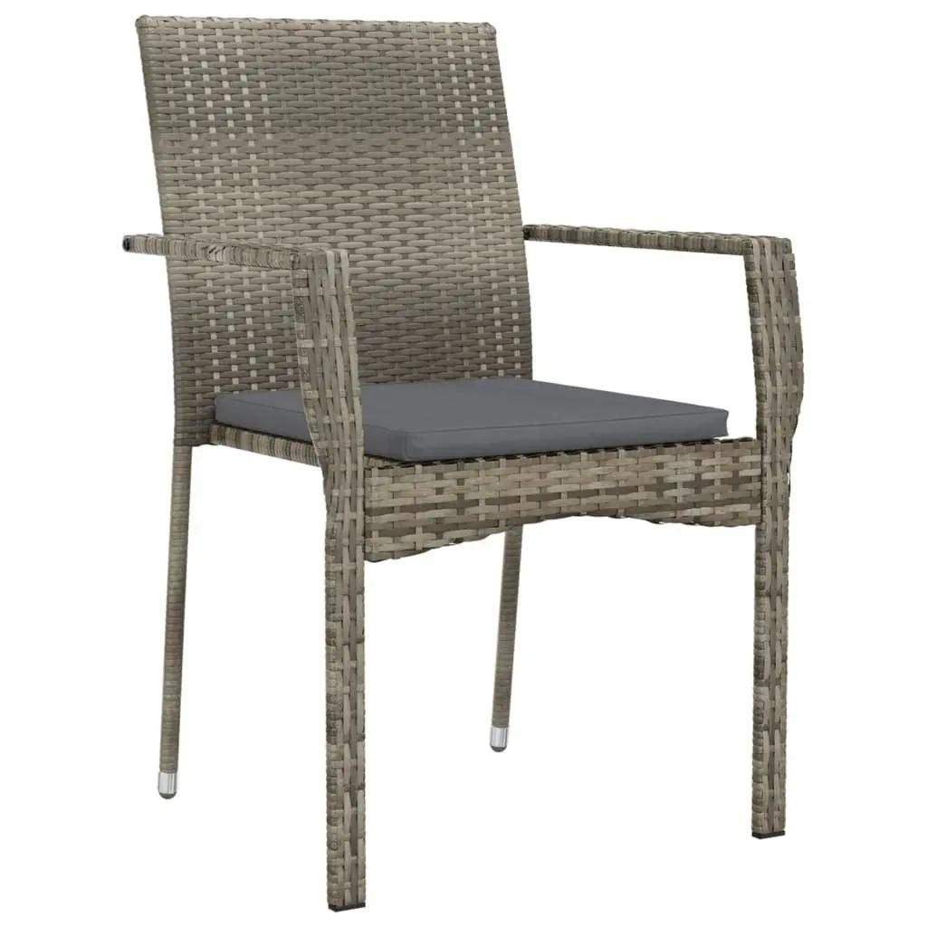 Garden Dining Set 3 Piece Outdoor Patio Furniture Grey PE Rattan Chairs Table