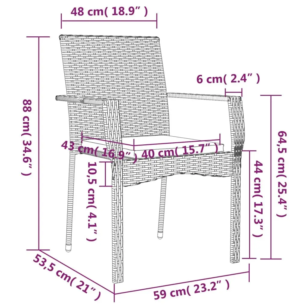Garden Dining Set 3 Piece Outdoor Patio Furniture Grey PE Rattan Chairs Table