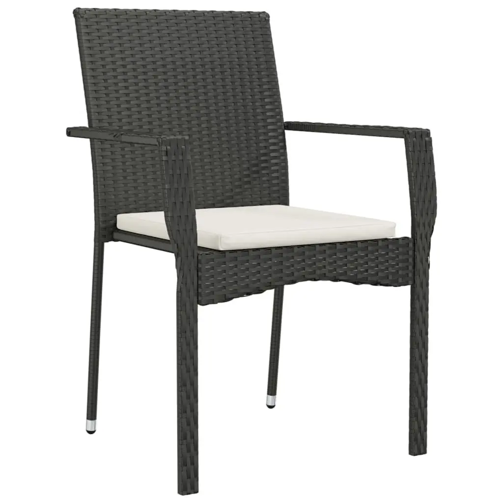 5 Piece Outdoor Dining Set Weather-Resistant Poly Rattan Chairs Table Black