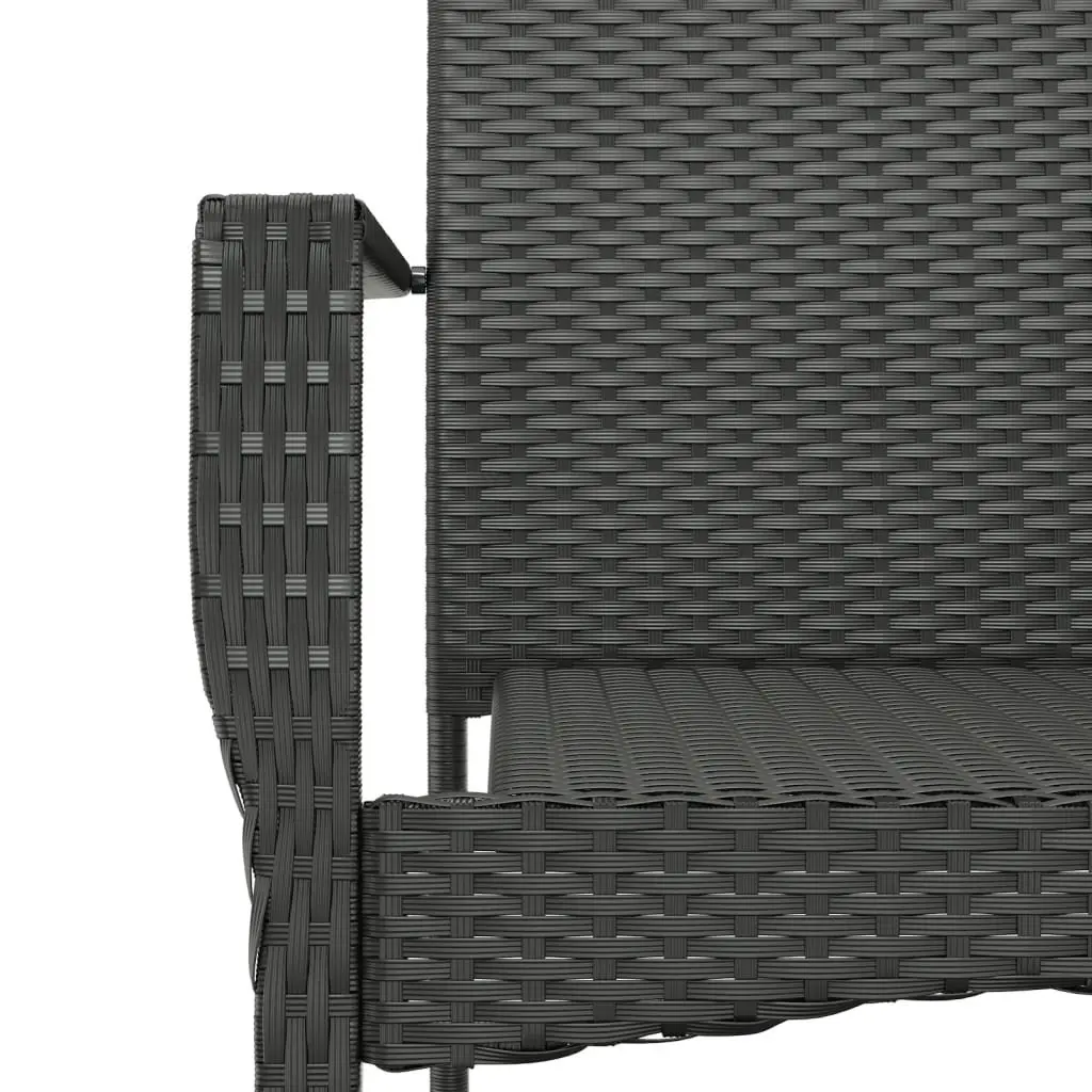 5 Piece Outdoor Garden Dining Set Black PE Rattan Chairs Table with Cushions