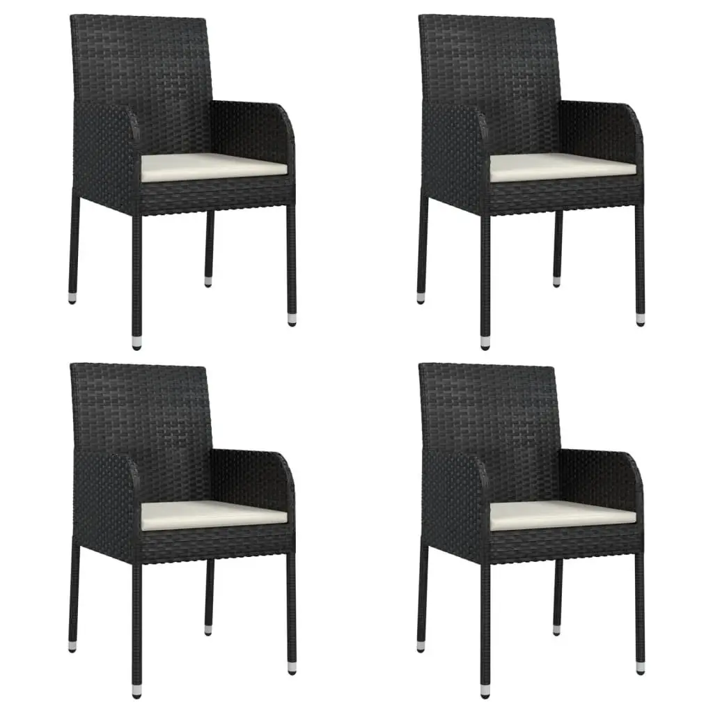 5 Piece Garden Dining Set Outdoor Patio Furniture Black Poly Rattan with