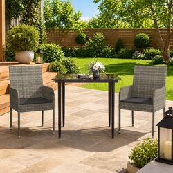 Garden Dining Set 3 Piece Outdoor Furniture Patio Table Chairs with Cushions