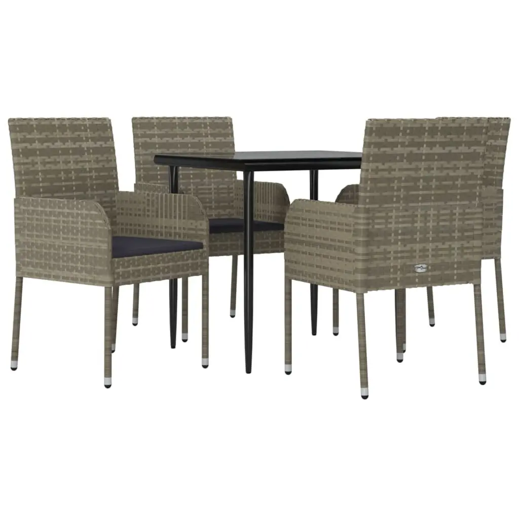 Garden Dining Set 5 Piece Outdoor Patio Furniture Grey with Cushions
