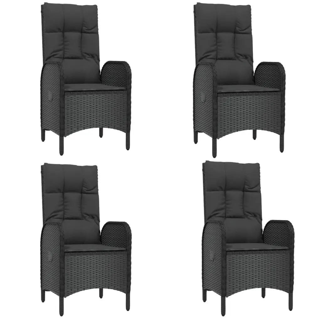 Outdoor Dining Set 5 Piece Garden Furniture Black Poly Rattan Table Chairs