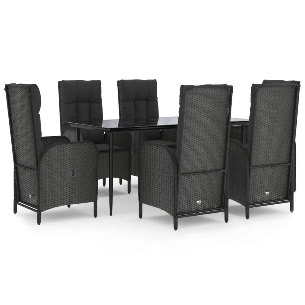 7 Piece Garden Dining Set Outdoor Furniture Poly Rattan Chairs Table with