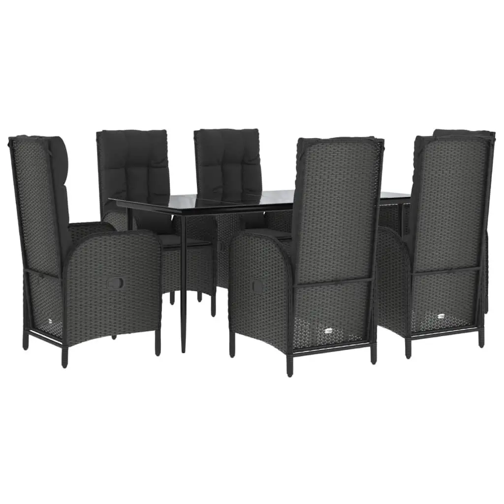 7 Piece Garden Dining Set Outdoor Furniture Poly Rattan Chairs Table with