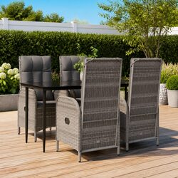 Garden Dining Set 5 Piece Outdoor Furniture Grey Poly Rattan Chairs Table