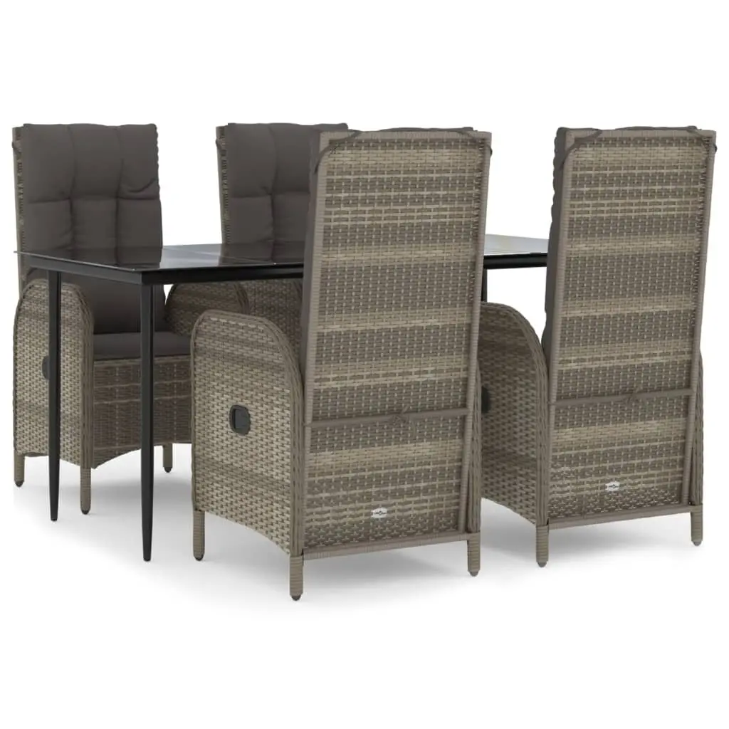 Garden Dining Set 5 Piece Outdoor Furniture Grey Poly Rattan Chairs Table
