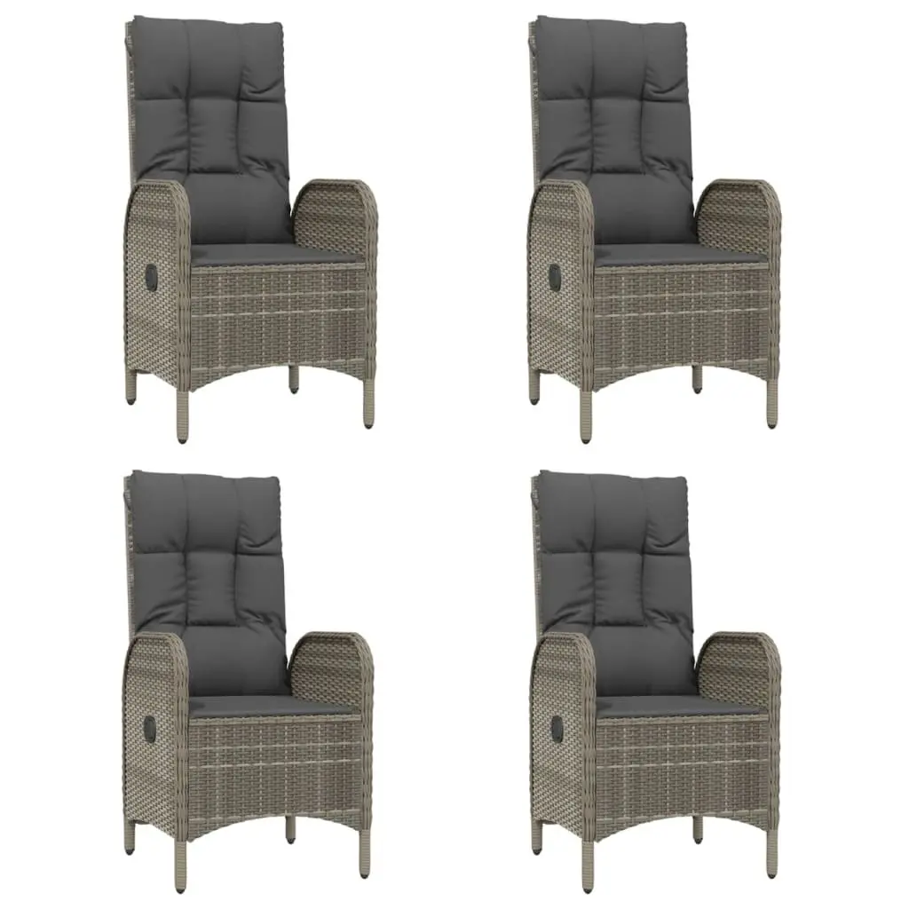 Garden Dining Set 5 Piece Outdoor Furniture Grey Poly Rattan Chairs Table