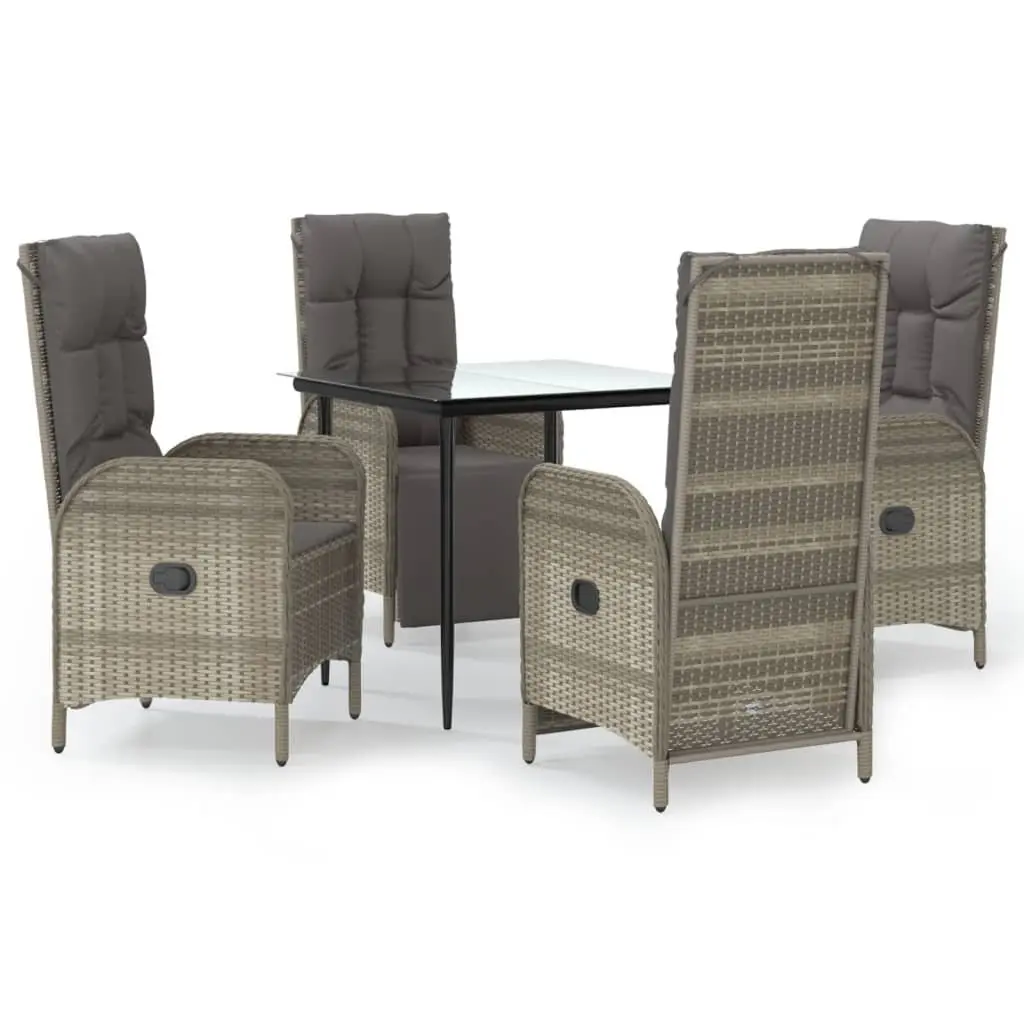 Garden Dining Set 5 Piece Outdoor Furniture Grey PE Rattan Chairs Table