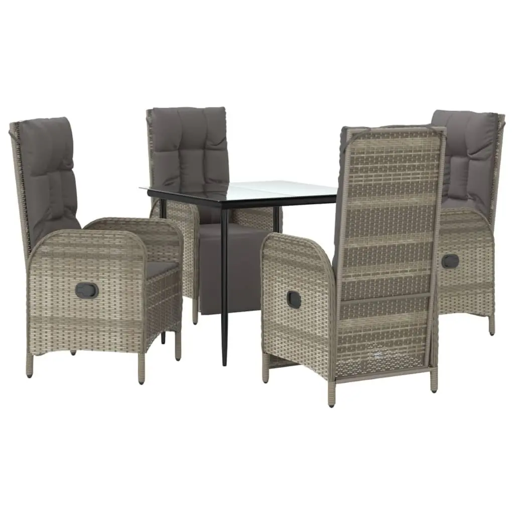 Garden Dining Set 5 Piece Outdoor Furniture Grey PE Rattan Chairs Table