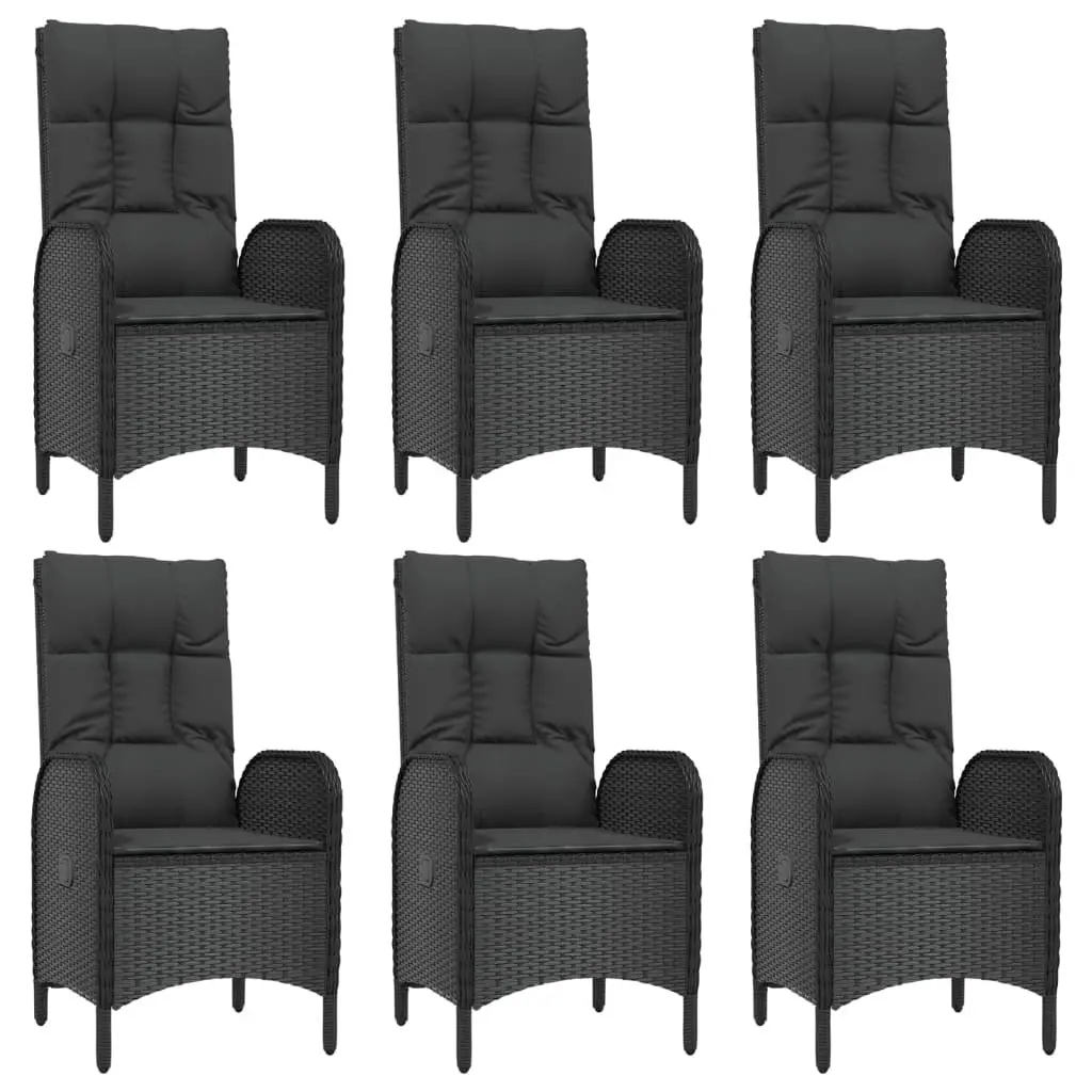 Outdoor Dining Set 7 Piece Weather-resistant PE Rattan Black Chairs Table