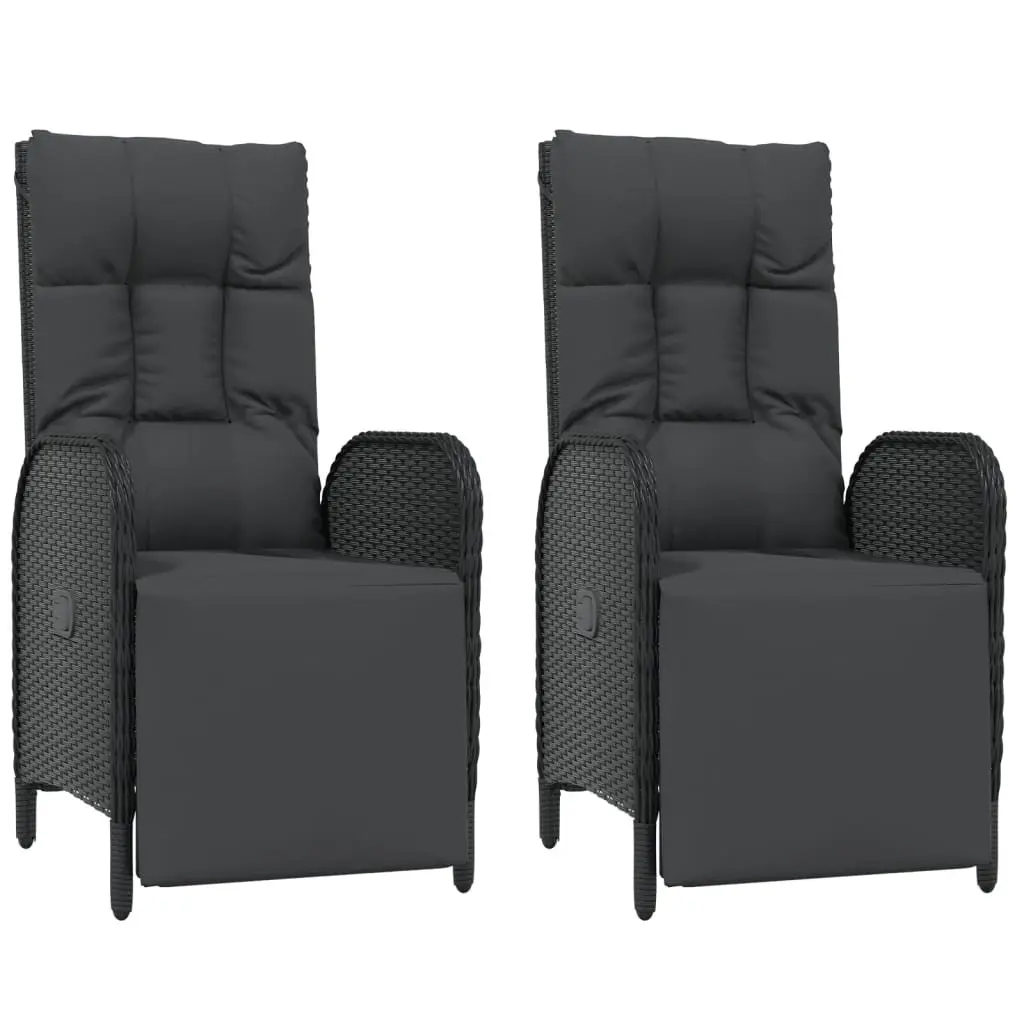 Garden Dining Set 5 Piece Weather-resistant PE Rattan Outdoor Furniture Black with Cushions