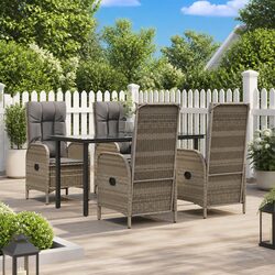 Garden Dining Set 5 Piece Outdoor Furniture Grey Poly Rattan Chairs Table
