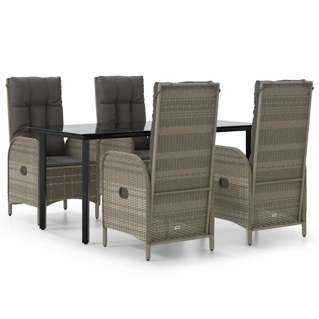 Garden Dining Set 5 Piece Outdoor Furniture Grey PE Poly Rattan Chairs Table