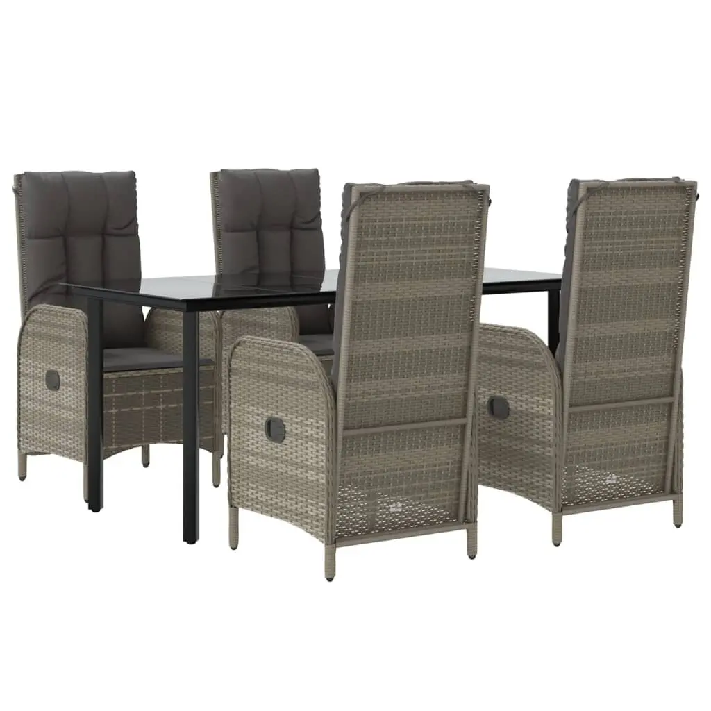 Garden Dining Set 5 Piece Outdoor Furniture Grey PE Poly Rattan Chairs Table