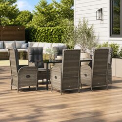 Garden Dining Set 7 Piece Outdoor Furniture Grey Poly Rattan Chairs Table