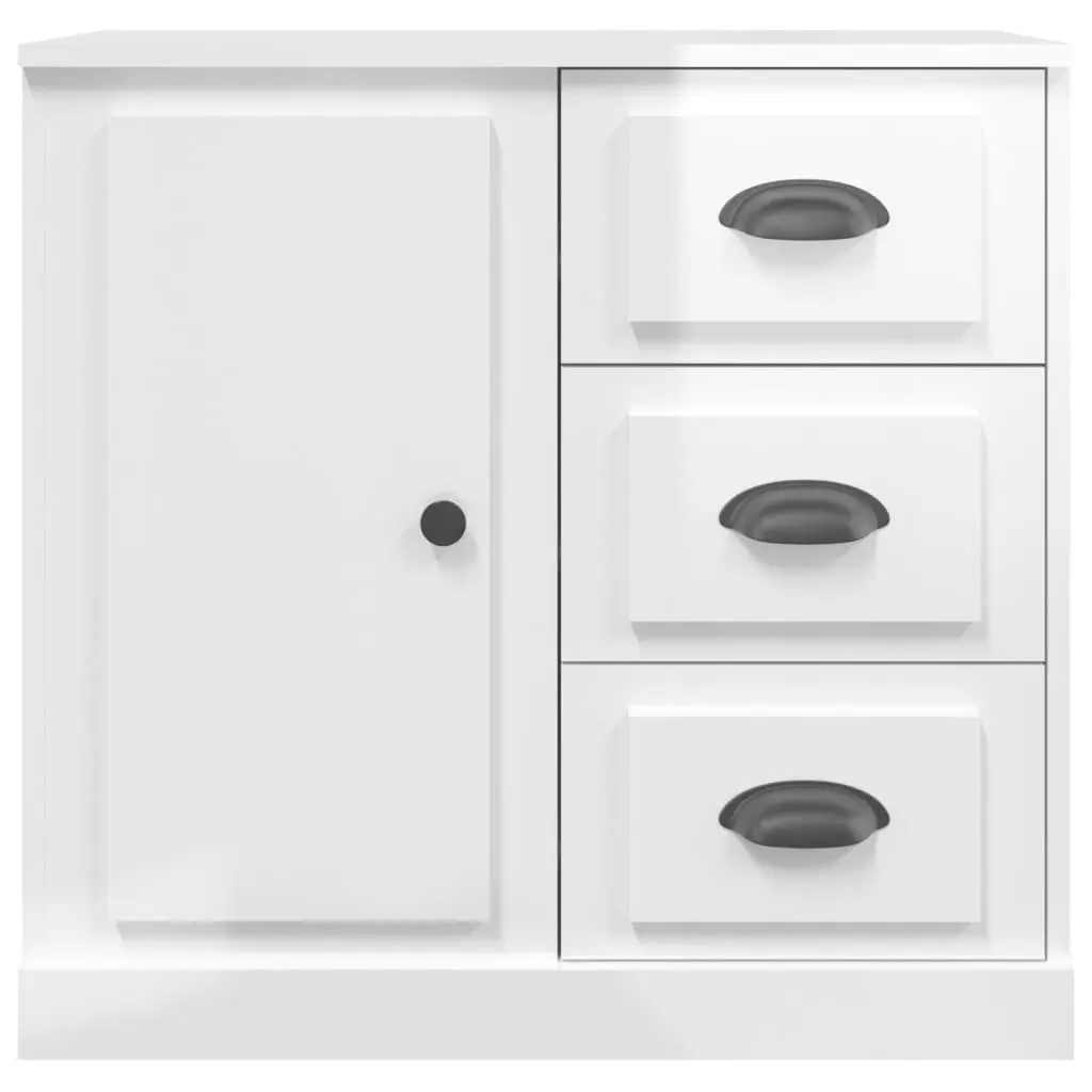 Sideboards High Gloss White Storage Cabinet 2 pcs Engineered Wood Buffet