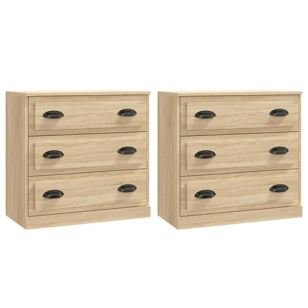 Sideboards 2 pcs Brown Engineered Wood Storage Cabinet Buffet Furniture