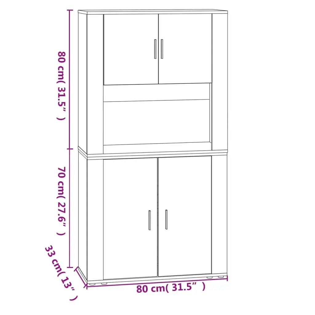 Highboard Wall-Mounted Storage Cabinet Engineered Wood White