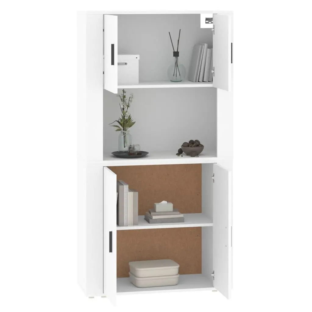 Highboard Wall-Mounted Storage Cabinet Engineered Wood White