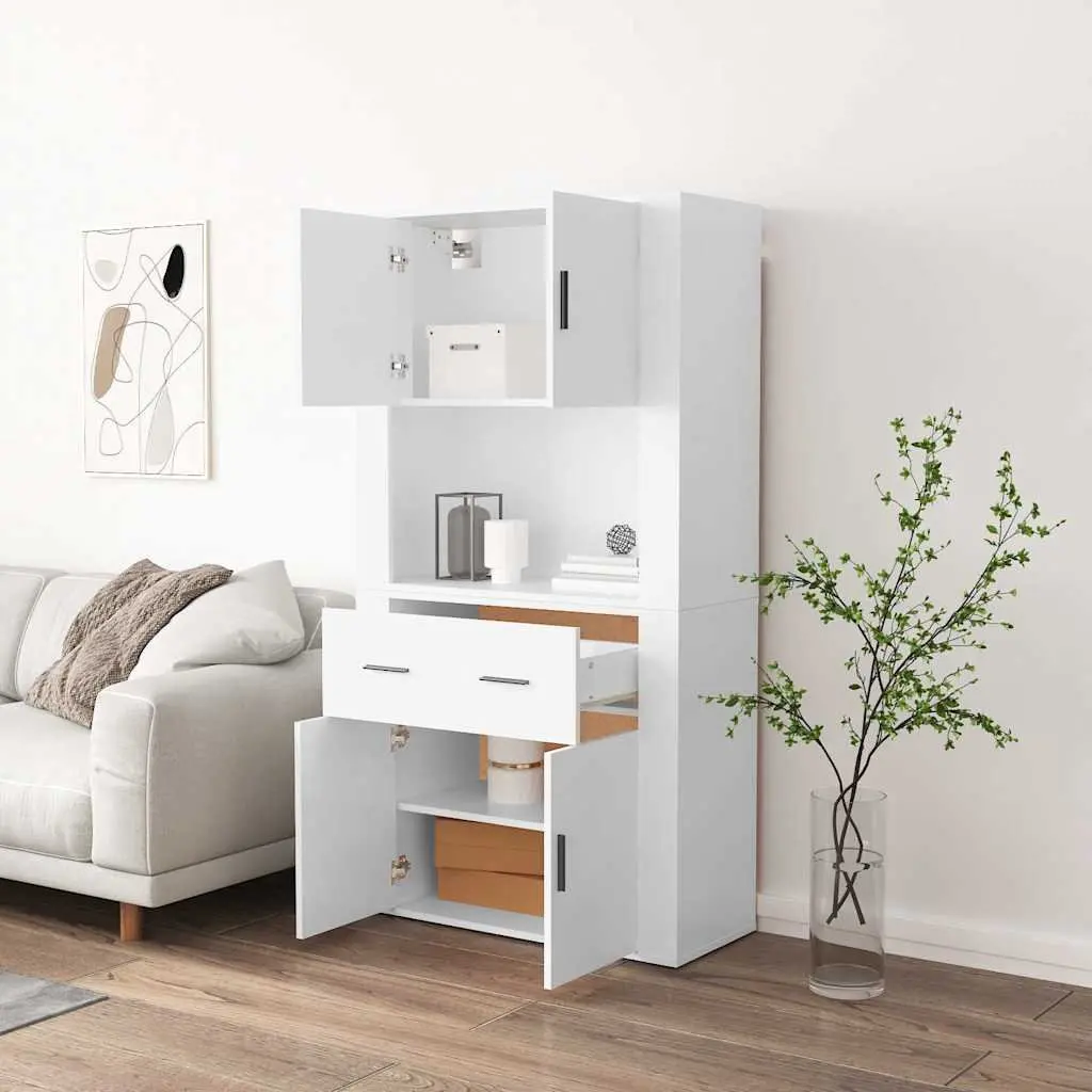 Sideboard Wall-Mounted Storage Cabinet Engineered Wood White