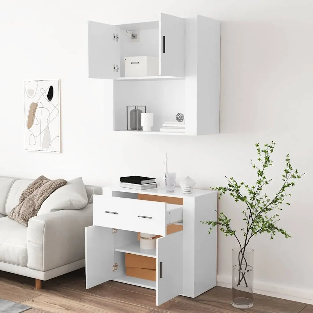 Sideboard Wall-Mounted Storage Cabinet Engineered Wood White