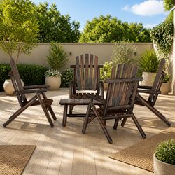 5 Piece Garden Lounge Set Solid Spruce Wood Outdoor Furniture Brown Adirondack