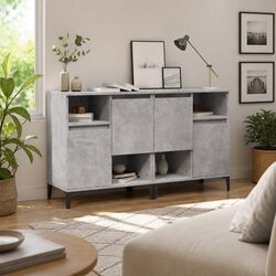 Sideboard Cabinet Grey Storage Unit Engineered Wood 60x35x70 cm Home Furniture
