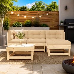 Garden Lounge Set 5 Piece Outdoor Furniture Patio Sofa with Cushions Brown