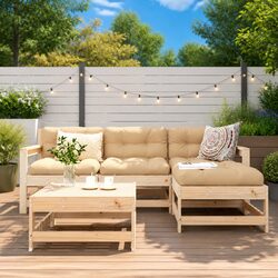 Garden Lounge Set 5 Piece Outdoor Furniture with Cushions Patio Sofa Brown