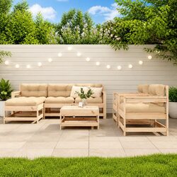 Garden Lounge Set 7 Piece Outdoor Furniture Patio Sofa with Cushions Brown