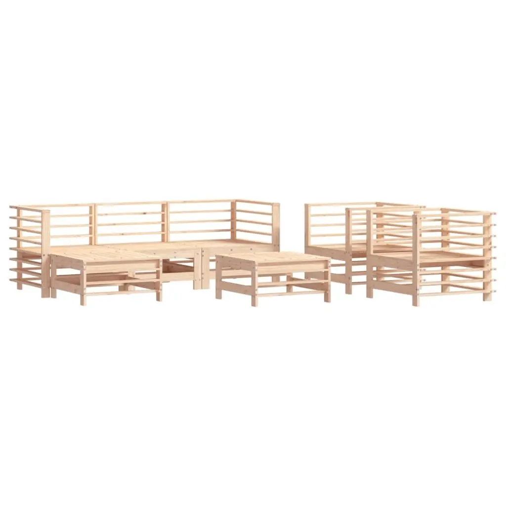 7 Piece Garden Lounge Set with Cushions Outdoor Furniture Brown Wood Sofa