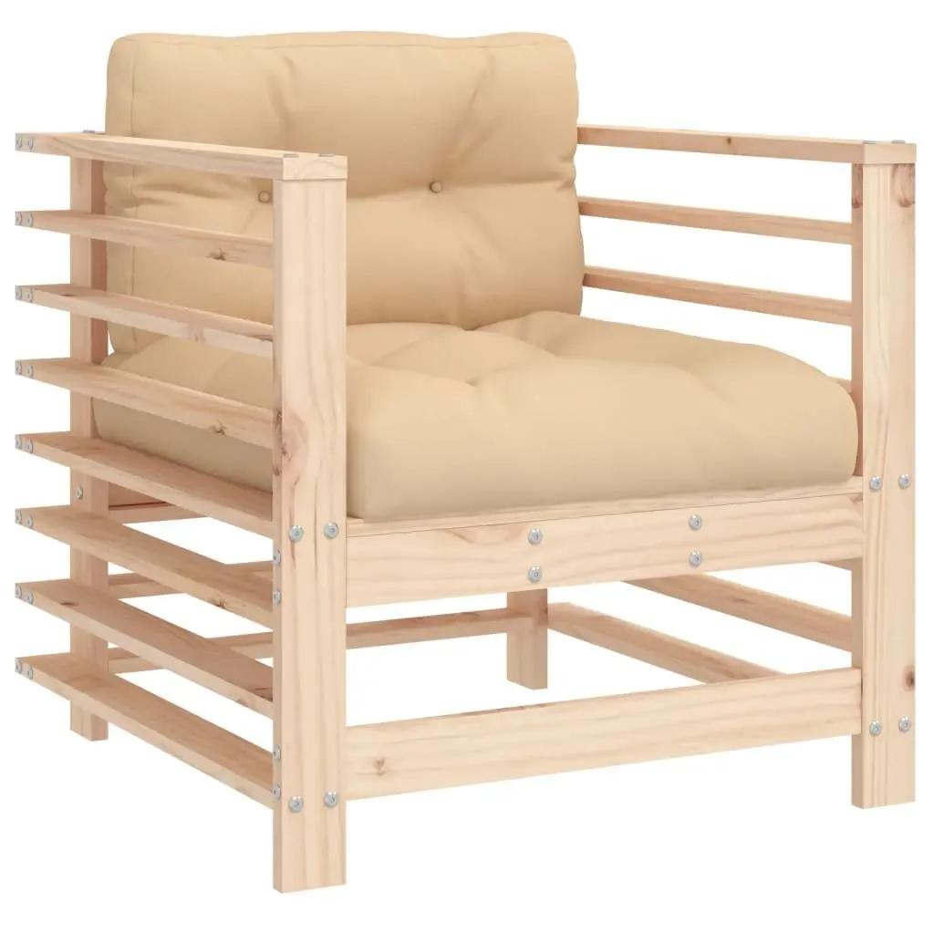 7 Piece Garden Lounge Set with Cushions Outdoor Furniture Brown Wood Sofa