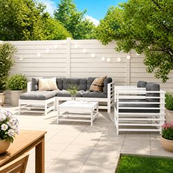 7 Piece Garden Lounge Set Outdoor Furniture with Cushions White Wood Sofa