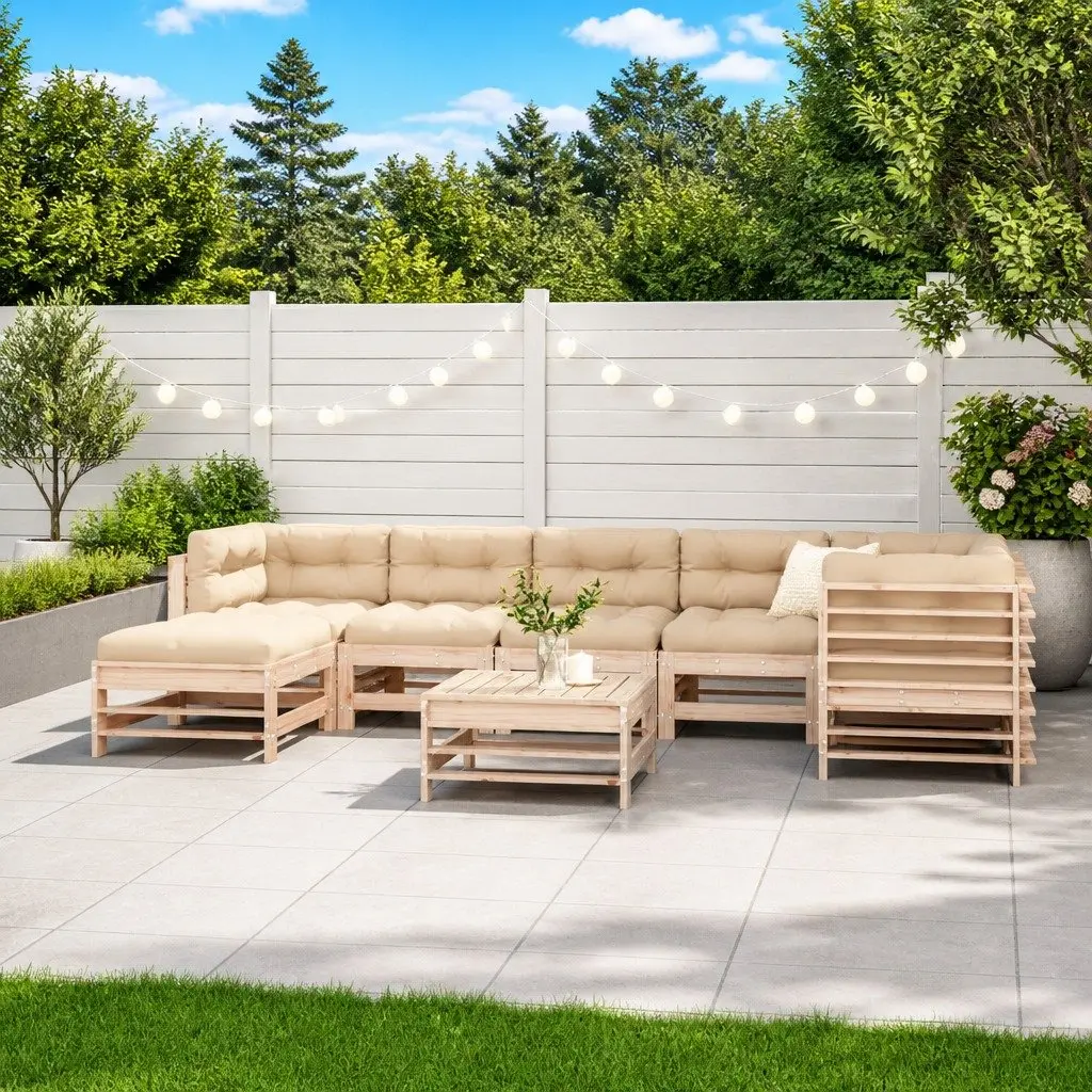 Garden Lounge Set 8 Piece Outdoor Furniture Patio Sofa Solid Pine Wood Brown