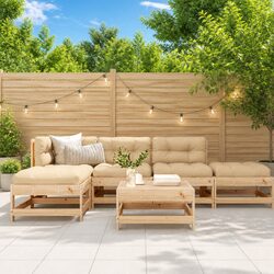 Garden Lounge Set 6 Piece Wooden Outdoor Furniture with Cushions Slatted Design