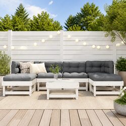 7 Piece Garden Lounge Set with Cushions White Outdoor Furniture Patio Sofa