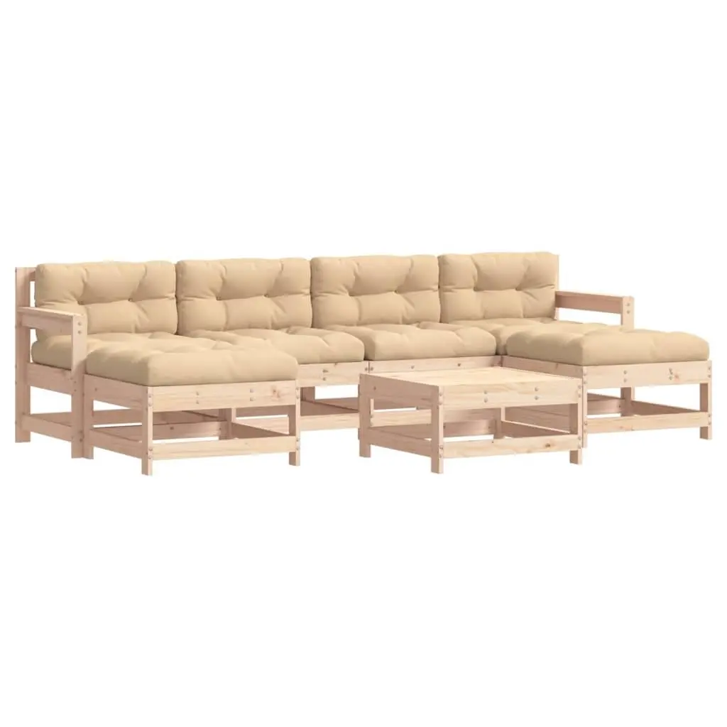 Garden Lounge Set 7 Piece Outdoor Furniture Solid Wood Slatted Design Cushions