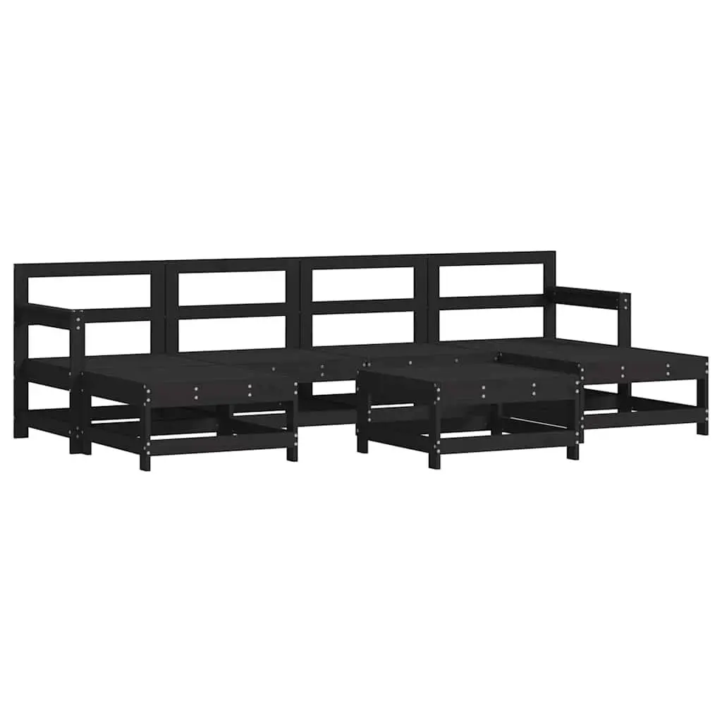 7 Piece Garden Lounge Set Outdoor Furniture Black Cushions Backrest Armrest