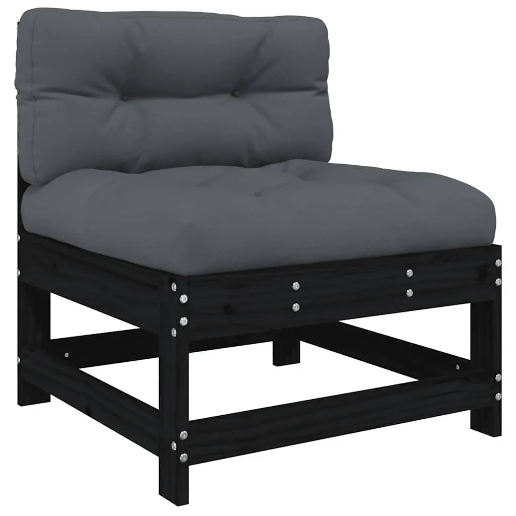 7 Piece Garden Lounge Set Outdoor Furniture Black Cushions Backrest Armrest