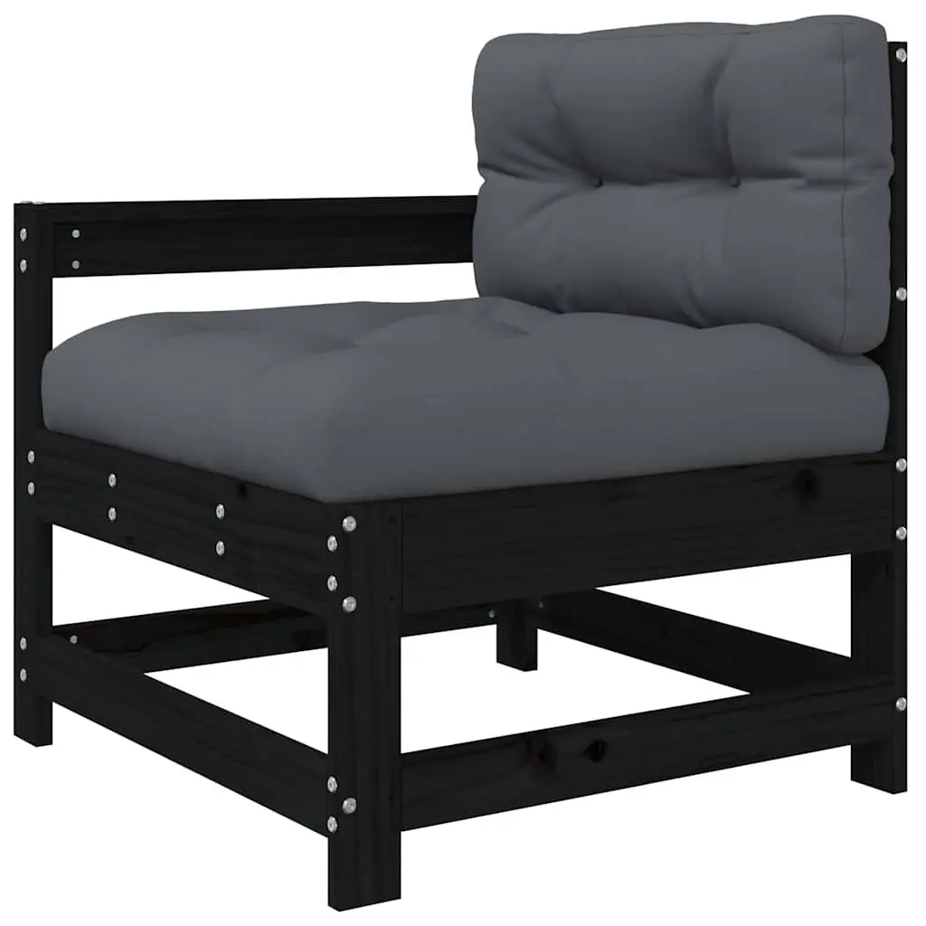 7 Piece Garden Lounge Set Outdoor Furniture Black Cushions Backrest Armrest