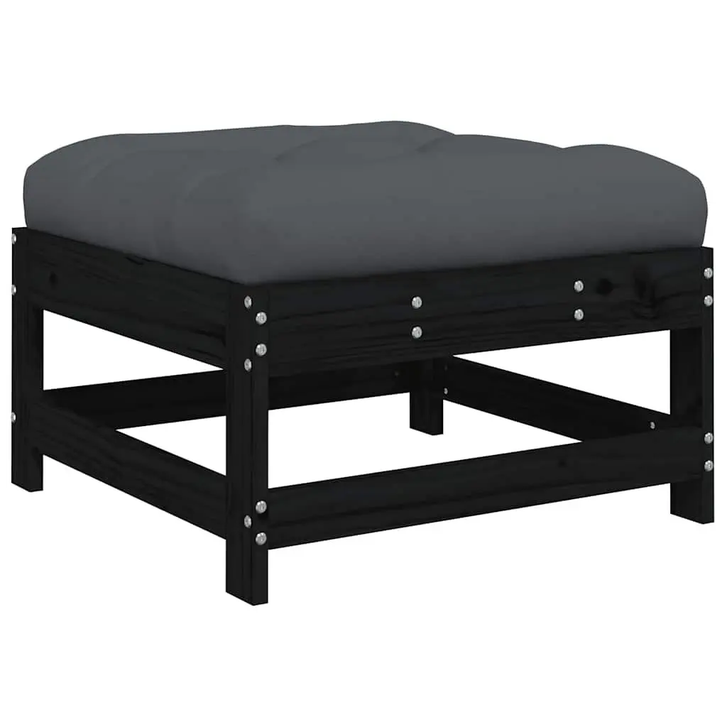 7 Piece Garden Lounge Set Outdoor Furniture Black Cushions Backrest Armrest
