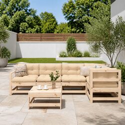 Garden Lounge Set 6 Piece Outdoor Furniture Patio Sofa with Cushions Wooden