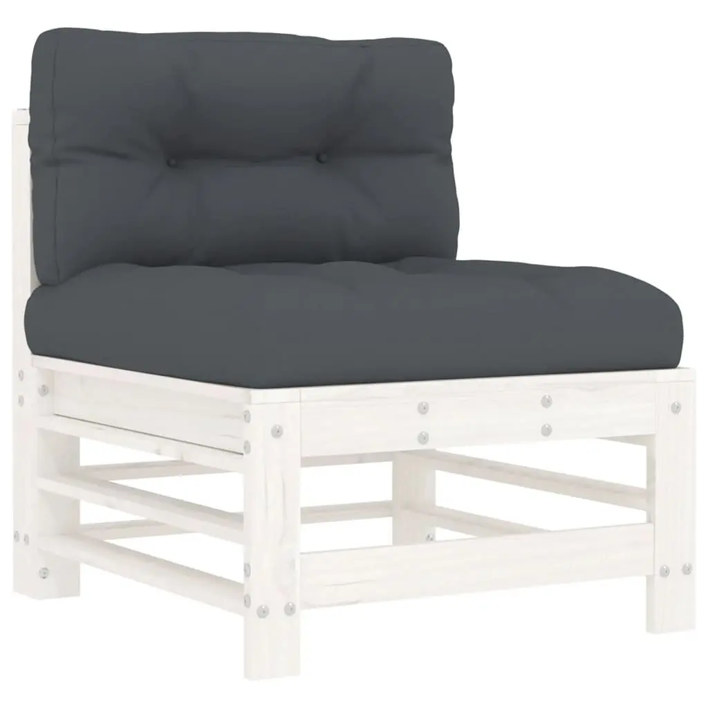 Garden Lounge Set 6 Piece White Wood Outdoor Furniture Patio Sofa with Cushions