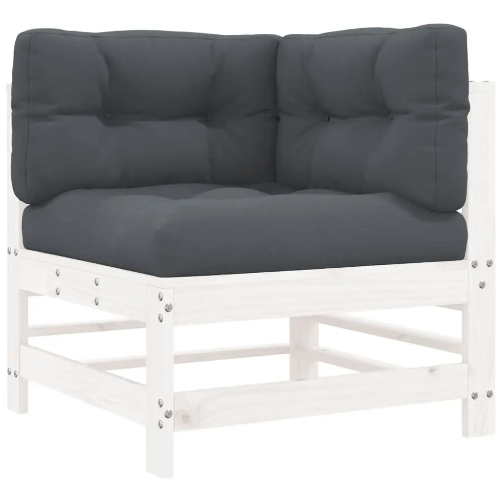 Garden Lounge Set 6 Piece White Wood Outdoor Furniture Patio Sofa with Cushions