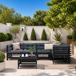 Garden Lounge Set 6 Piece Outdoor Furniture Patio Sectional Sofa with Cushions